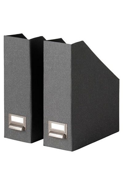 IKEA 2 Li File Holder with Handle - Dark Gray Filing Organizer Hard Cardboard