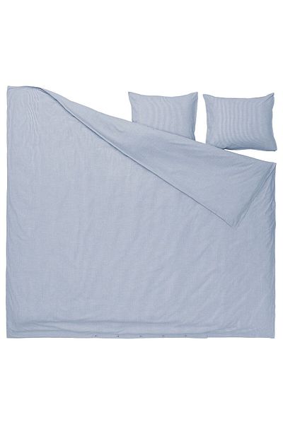 IKEA Комплект двоен калъф за завивка, синьо-райе, 240x220/50x60 см, изработен от мек 100% памук