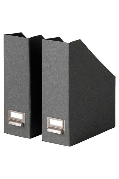 IKEA Tjog Set of 2 Dark Gray Box Folder File Holder Magazine Holder Document Magazine File 2 Pieces