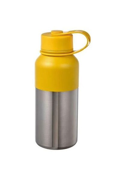 IKEA Hetlevrad Thermos Flask Stainless Steel Yellow Lid 500 Ml