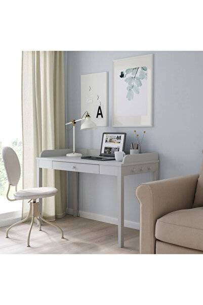IKEA Açık Gri 122x60 Cm Çalışma Masası Masif Çam Ağacı