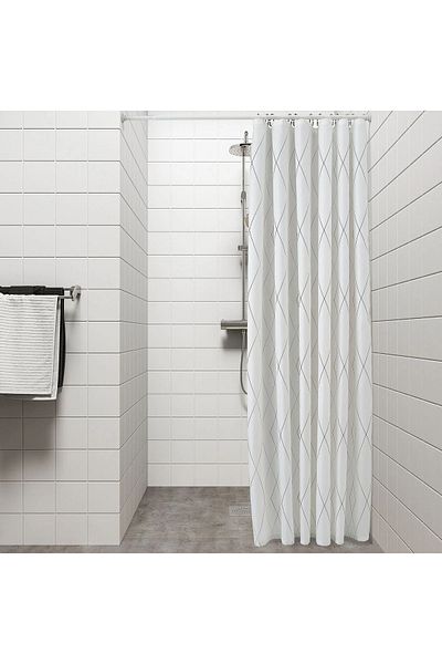 IKEA White-Yellow-Lilac Shower Curtain