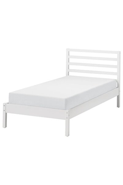 IKEA Masif çam ağacı tek kişilik karyola, beyaz vernikli, Uzunluk: 209 cm  Genişlik: 98 cm