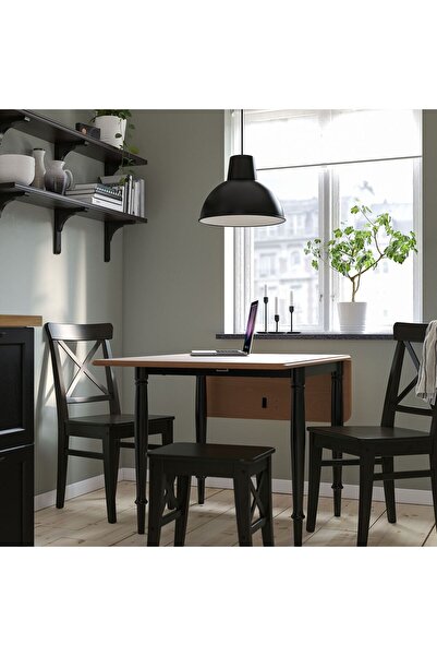 IKEA DANDERYD katlanır mutfak masası, çam kaplama-siyah, 2-4 kişilik, katlanabilir, 74/134x80 cm