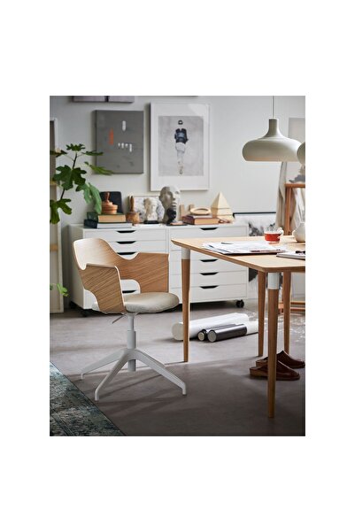 IKEA çalışma sandalyesi, ağartılmış meşe kaplama-gunnared açık bej