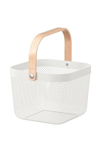 IKEA Rısatorp White Decorative Steel Basket Box