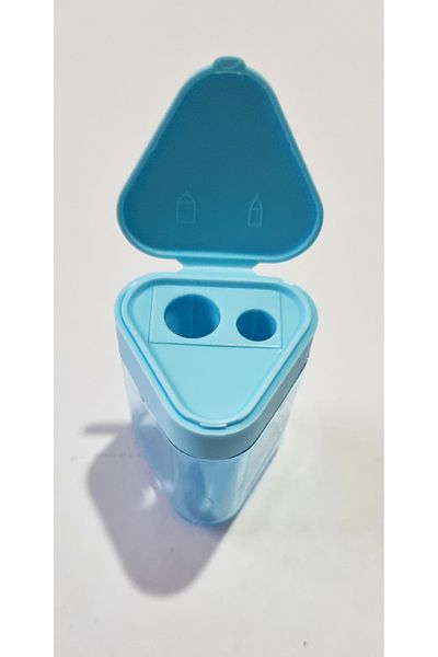 Modellino Set of 2 Pastel Colored Pencil Sharpeners with Triangular Top Lid Trash Dms-808 - Color Options 1 Piece