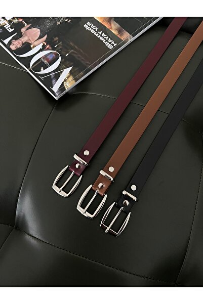 coaksco Kadın Basic Dikdörtgen 3'lü Set Kemer