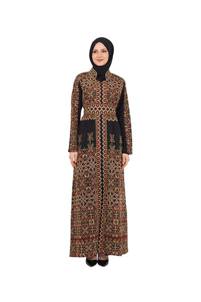 Zaytoon Rochie tradițională pentru femei cu broderie cu două fețe - guler vertical M-3xl C 100011