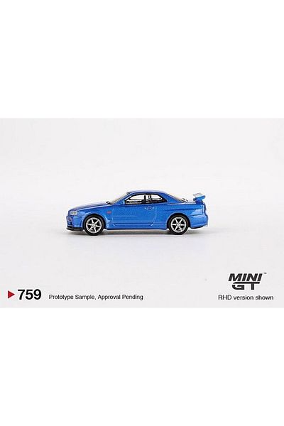 mini gt 1/64 Nissan Skyline Gt-R (R34) V-Spec Bayside Blue Mgt00759