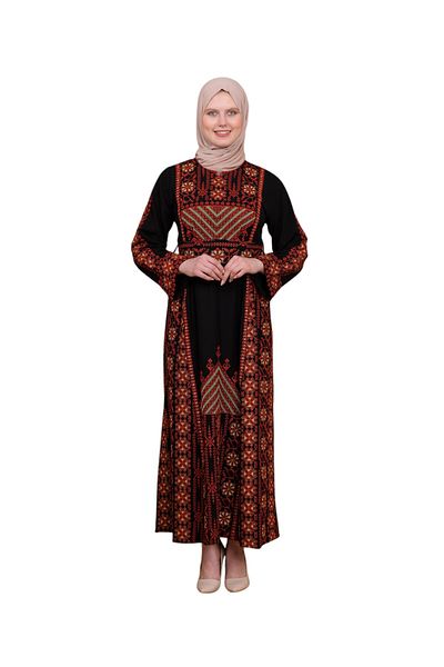 Zaytoon Rochie triunghiulară palestiniană pentru femei cu broderie groasă și fante - M-3xl C 100009