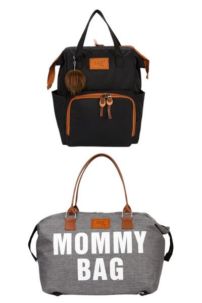 Lui Baby حقيبة ظهر للعناية بالطفل مع حامل وحقيبة كتف للأم مع سلسلة مفاتيح كهد...