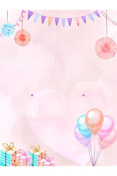 Rana İkra Art Pembe Renkli Parti Temalı Doğum Günü Kartı (25 Adet) (YAZISIZ)