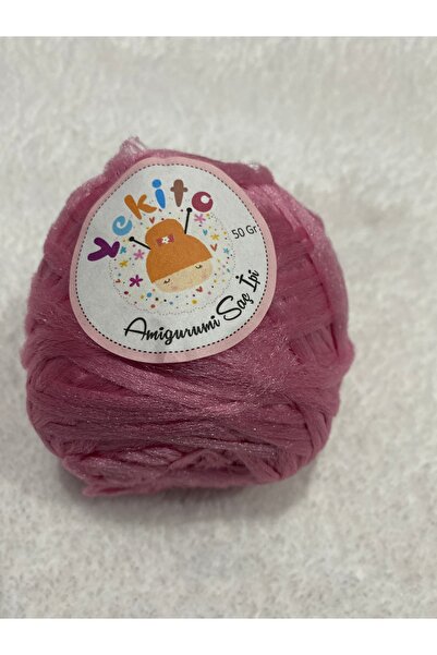 HOBİ Amigurumi sentetik saç ipi 50 gram -pembe 9no -1 adet