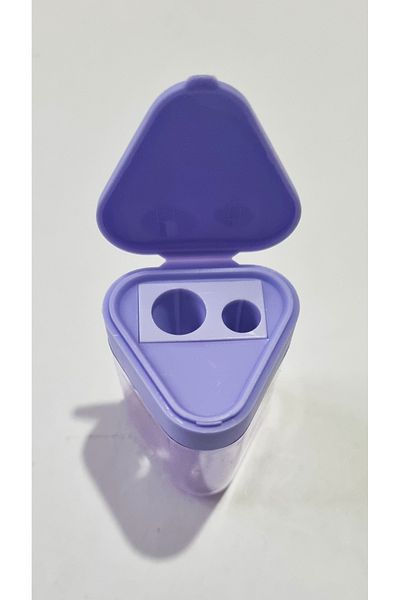 Modellino Set of 2 Pastel Colored Pencil Sharpeners with Triangular Top Lid Trash Dms-808 - Color Options 1 Piece