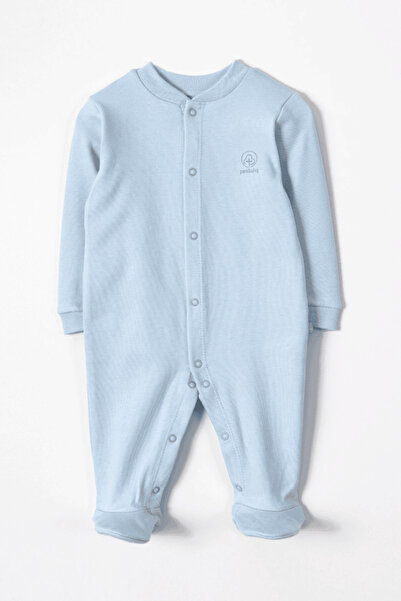 liaboo Organic Cotton Baby Romper with Booties Blue