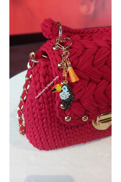 Atolye Ferda Miyuki Toucan Bird Heart Clip Keychain Bag Ornament