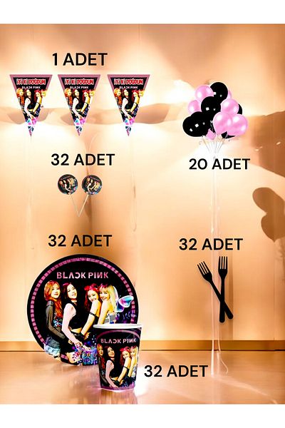 VibeHome Blackpink Themed m Pack for 32 - Birthday Party and Fun Events