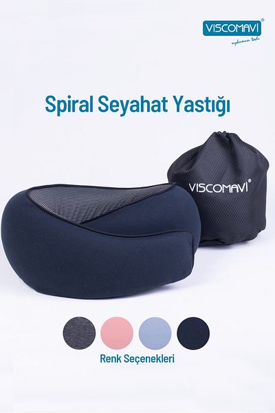 viscomavi Navy Blue Spiral Travel Pillow