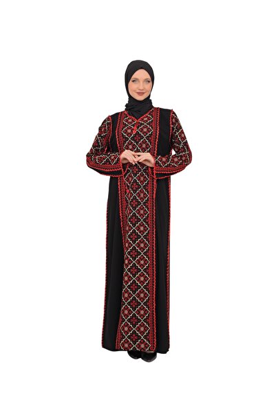 Zaytoon Filistin Geometrik Ön Ve Kollar Sanara Nakışlı Geleneksel Filistin Kadın Elbise M-3xl C100029