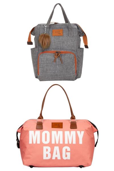 Lui Baby حقيبة ظهر للعناية بالطفل مع حامل وحقيبة كتف للأم مع سلسلة مفاتيح كهد...