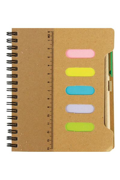 Copyder 13X15 cm 75Gr Spiral Note Holder - 70 Sheets Recycled, Adhesive Ruler Note Pads