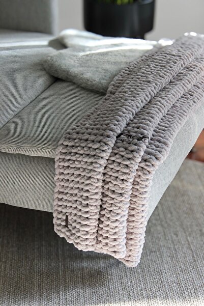 Milky Way Home Art Puffy Battaniye | Triko B. | Baby Blanket | Knıtted Blanket / El Örgüsü B. / Gri