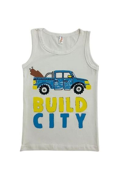 elmas kids Boy's Cotton Ecru Car Build City Printed Athlete Slip Set
