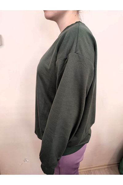 enmodaiçgiyim Φούτερ Χακί Πράσινο Unisex Oversize