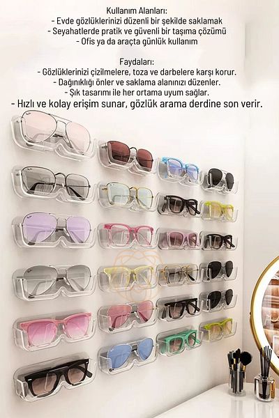 Transformacion Organizator transparent pentru ochelari - adeziv, 1 buc 721123