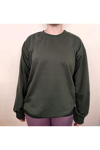 enmodaiçgiyim Φούτερ Χακί Πράσινο Unisex Oversize