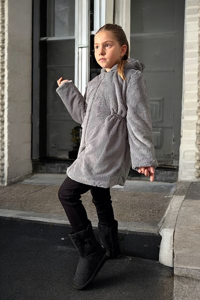 LEON CLUB Girl's Elastic Waist Plush Coat (You Can Prefer to the Size Table That You See)