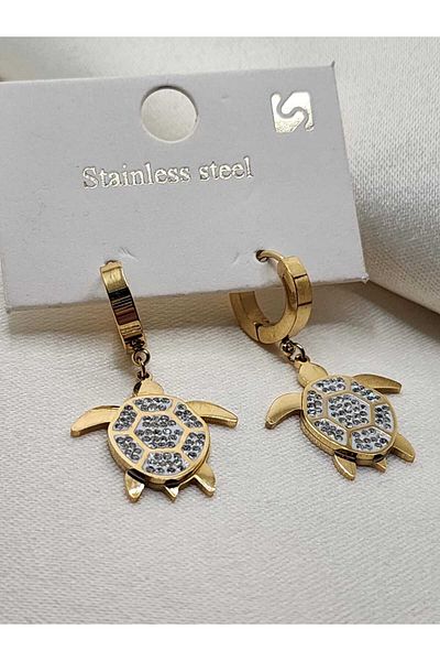 ZÜLİSCH Turtle Earrings Zircon Stone Steel Earrings