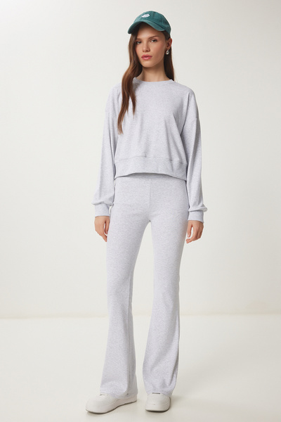 Lovelyİstanbul Σετ φόρμας Crew Neck Grey Melange - LXR0008