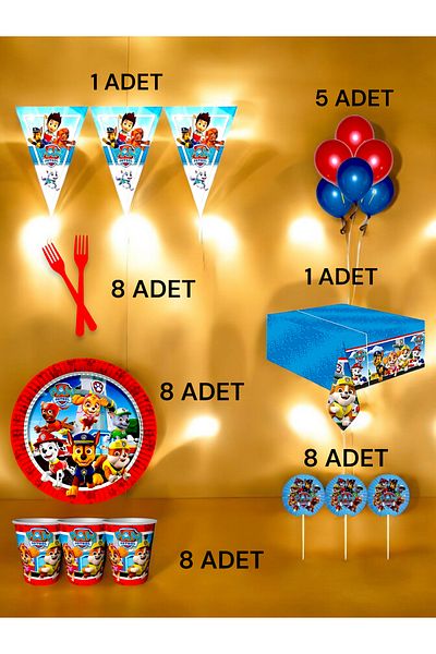 VibeHome Paw Patrol Themed L Pack for 8 - Birthday Party & Fun Events