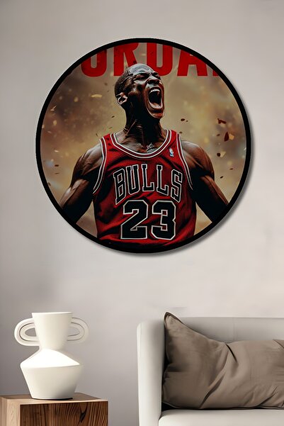 Teona Ahşap Tablou decorativ din lemn MDF cu aspect de cadru, legenda baschetului, tablou rotund