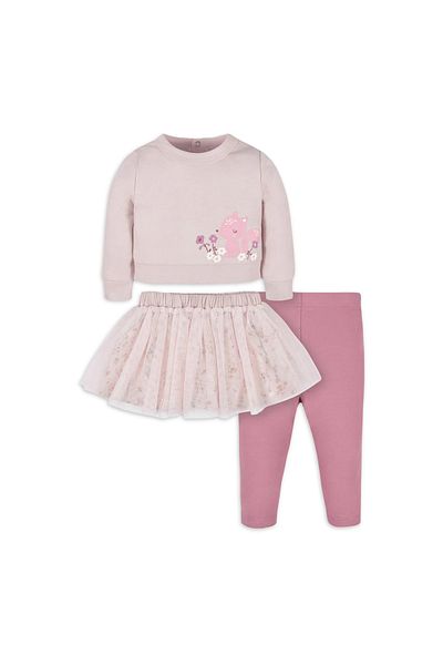 GERBER Pink French Baby Girl Towel and Clothes Set - Tulle Tutu and Leggings, 3 Pieces - American