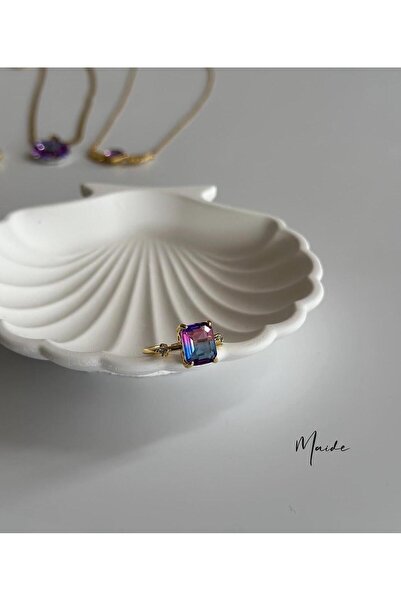 Maide Jewelry Ayarlanabilir Mor Baget Taşlı Yüzük