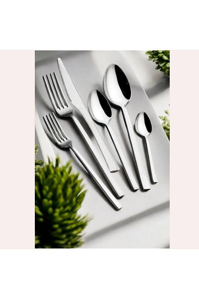 YıldırımKitchen (Buddle) Tuana 72 Pieces Simple 12-Person Steel Fork & Spoon & Knife Set