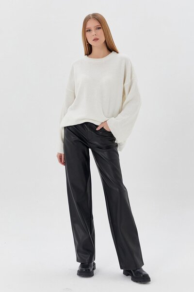 Shopping Shop Ecru Color Oversize Knitwear Sweater