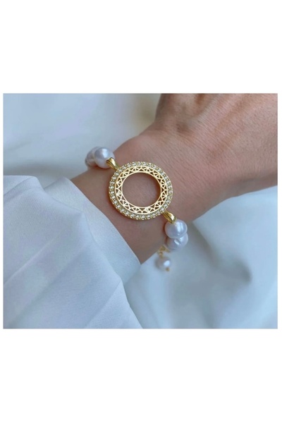 ARONA Zirkon Taşlı Çeyrek Uyumlu Gerçek Doğal Inci Bileklik