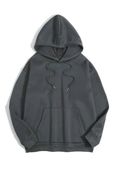 JustBS Antrasi̇t Bumbac Personalitate Şardonlu Epuizat Confortabil Sweatshi̇rt