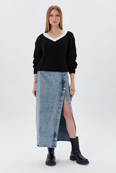 Shopping Shop Pulover cu guler de culoare neagră