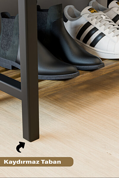 Çavdar Group Fifty Mega 4 Katlı Ahşap Ayakkabılık 50 Cm Ahşap Çubuklu 4 Bölmeli Lüks Raf Ünitesi Düzenleyici