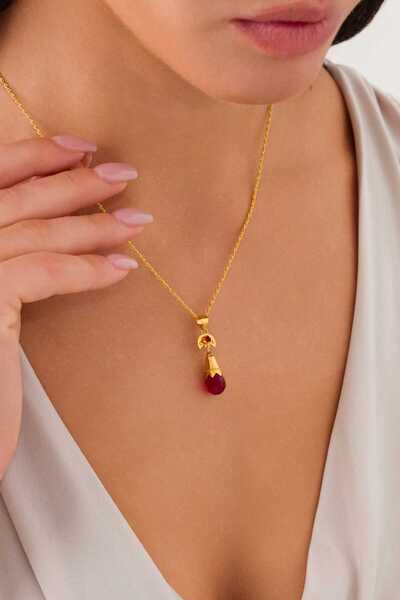 Zeynepli gold & jewelry 14 Ayar Altın Kırmızı Nar Tanesi Kolye