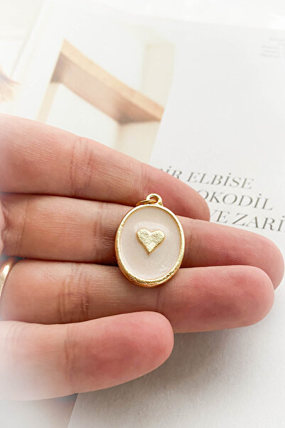 roshel Altın Kaplama Mineli Madalyon Model Kalp Figürlü Kolye Ucu 4 Farklı Renk Seçeneği
