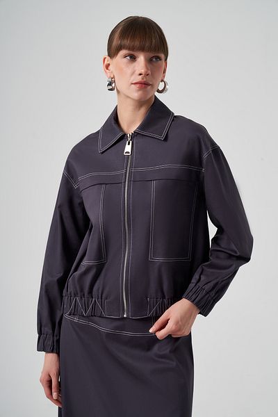Nuss Κοντό μπουφάν Anthracite με φερμουάρ 6027