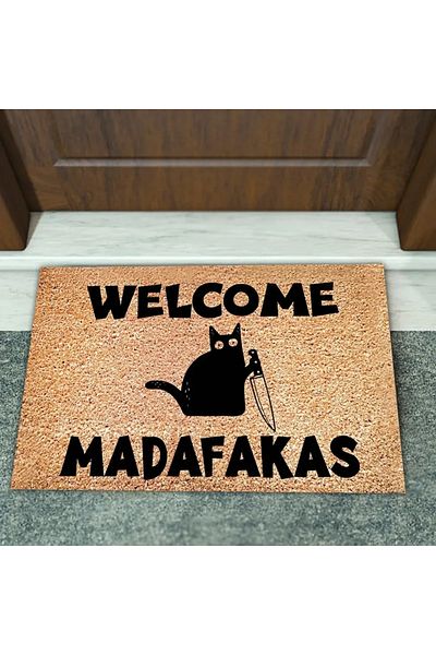 Choice 40cmx60cm Cat Dark Cat Welcome Madafakas Full Print Doormat Fun Doormat Home Decor Kitchen Bathroom