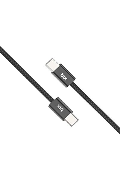 Bix Type-c To Type-c 60w Örgülü Şarj Ve Data Kablosu 1 Metre Siyah