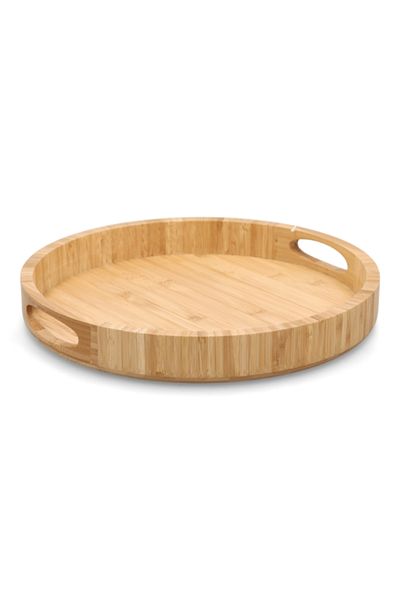 Bien Servi Round Bamboo Serving Tray with Handle 38 x 5cm